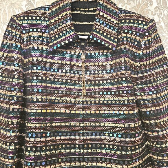 St. John Cruise 2002 season iridescent sequined jacket sz s/m see measurements - Picture 6 of 13